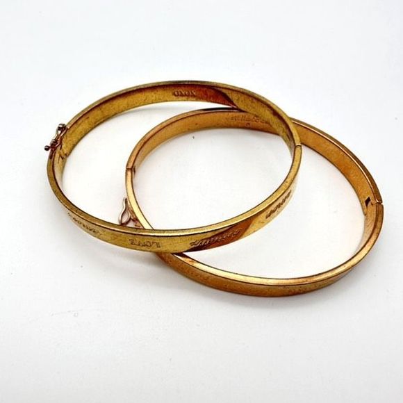 Stella & Dot Inspirational Bangle Bracelets Always & Love Rose Gold & Gold - Picture 2 of 12